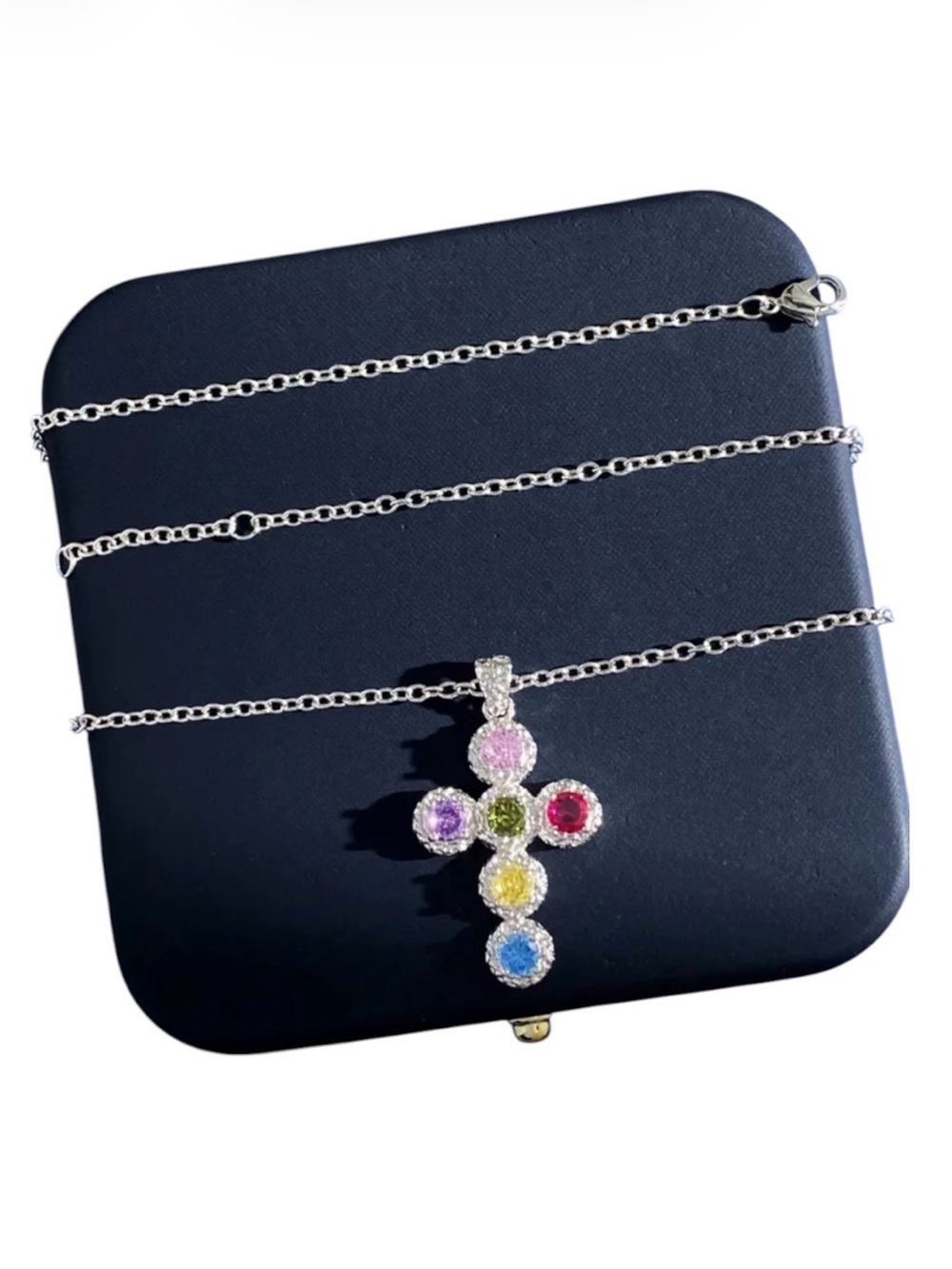 Cross Pendant Bezel Setting  Necklace NWT 18KT Gold Plated Brass